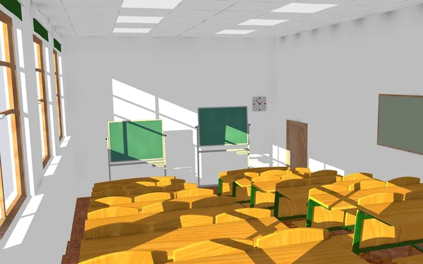 Rendering 3D degli interni delle aule — Foto Stock