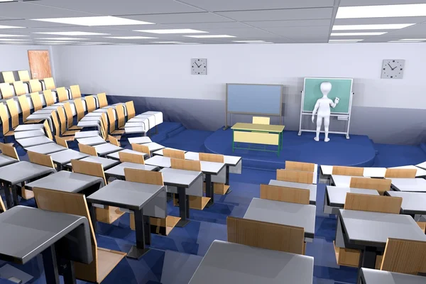 3D καθιστούν χαρακτήρα κινουμένων σχεδίων στη διδασκαλία στην τάξη — Φωτογραφία Αρχείου
