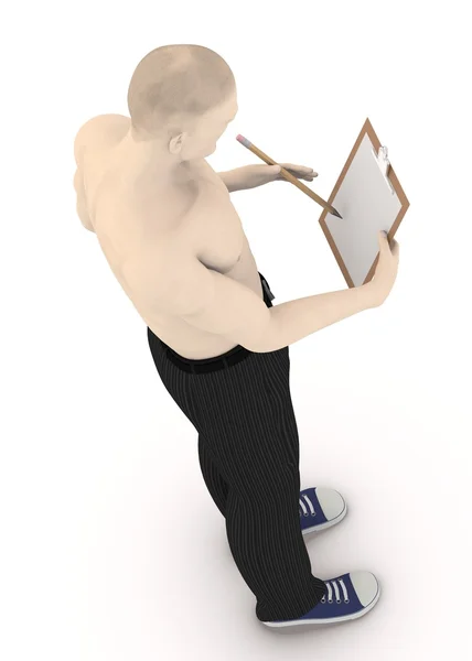 3D визуализация искусственного персонажа с буфером обмена — стоковое фото