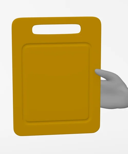 3d renderização de personagem de desenho animado com placa de cozinhar — Fotografia de Stock