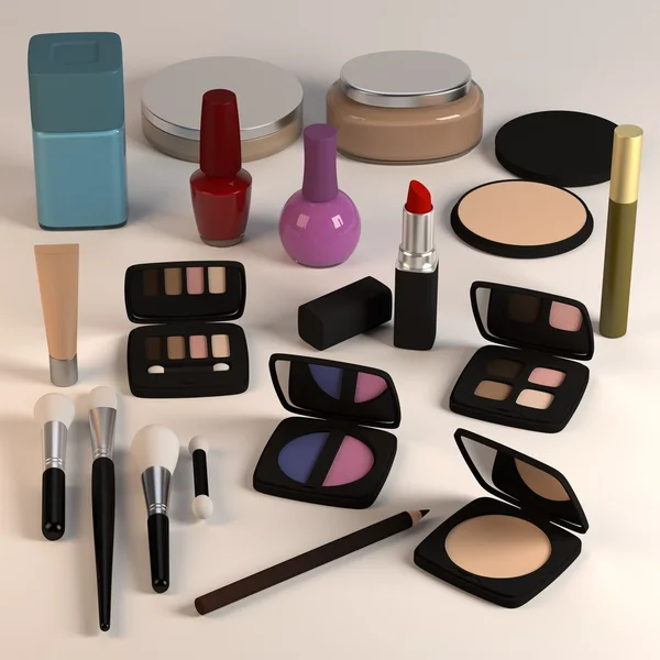 3D render av kosmetika samling — Stockfoto