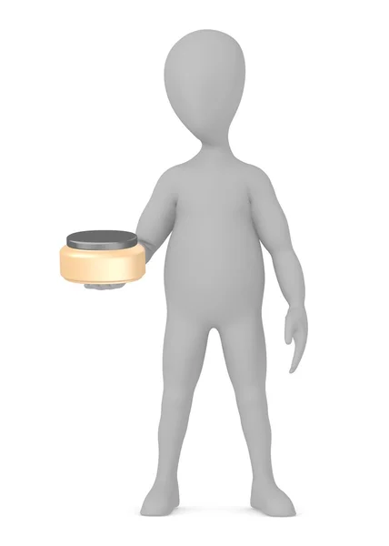 3d render of cartoon character with creme — Stock Photo, Image