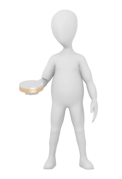 3d render of cartoon character with creme — Stock Photo, Image