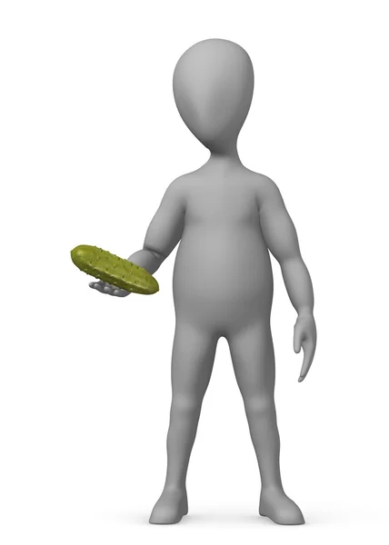 3d renderizado de personaje de dibujos animados con pequeño pepino — Foto de Stock