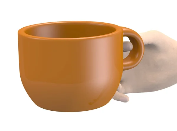 3D візуалізація руки з чашкою — стокове фото