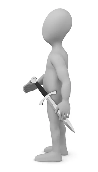 3D renderowania postać z kreskówek z sztylet — Zdjęcie stockowe