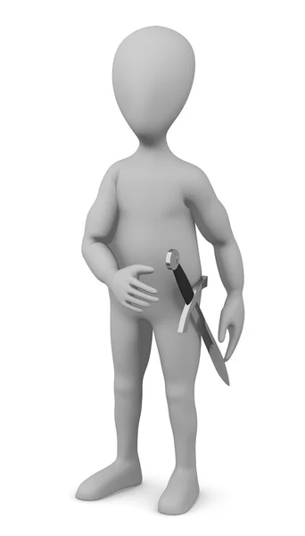 Rendering 3D del personaggio dei cartoni animati con pugnale — Foto Stock