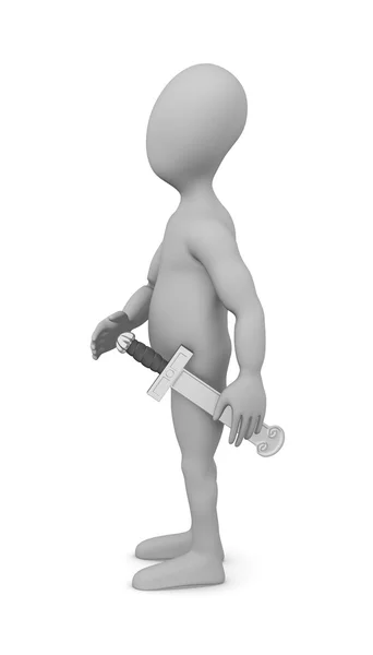 3d renderizado de personaje de dibujos animados con daga — Foto de Stock
