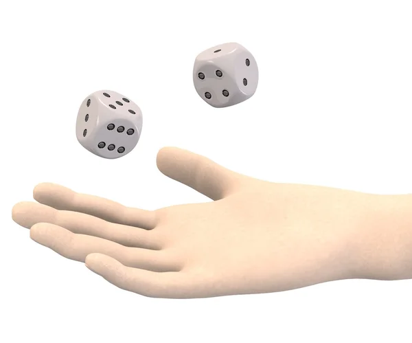 3d визуализация руки с кубиками — стоковое фото