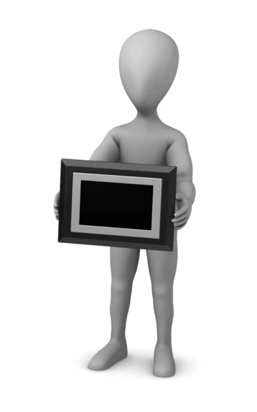 3D визуализация персонажа мультфильма с цифровой рамкой — стоковое фото
