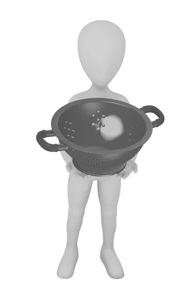 3d renderizado de personaje de dibujos animados con tazón —  Fotos de Stock