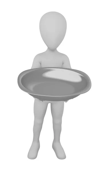 3D renderowania postać z kreskówek z miski — Zdjęcie stockowe