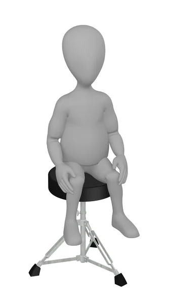 Çizgi film karakteri sandalye üzerinde 3D render — Stok fotoğraf