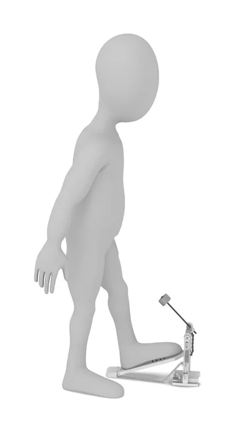 3d render of cartoon character with bass pedal — Stock Photo, Image