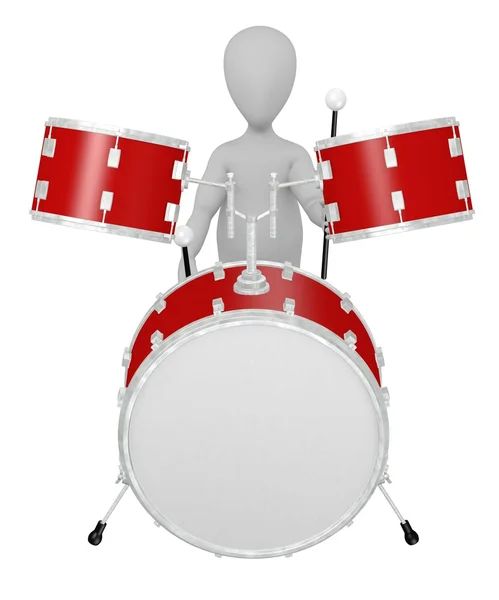 3D render av seriefiguren med trumma — Stockfoto