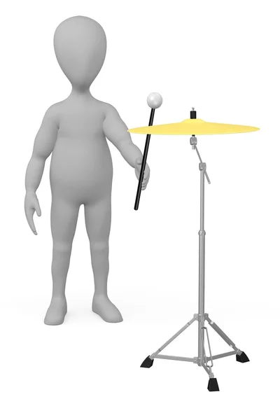 3d renderização de personagem de desenho animado com cymbal — Fotografia de Stock