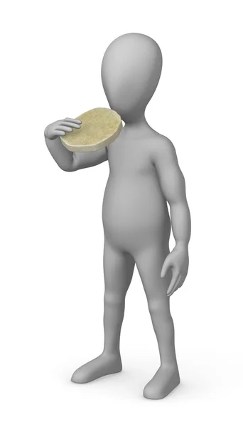 3d render of cartoon character with dumpling — Stock Photo, Image