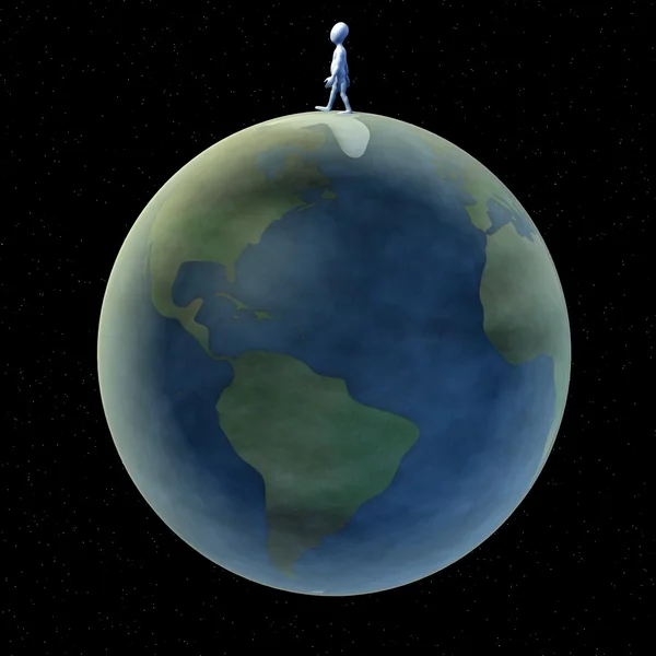 3d renderização de personagem de desenho animado com a terra — Fotografia de Stock