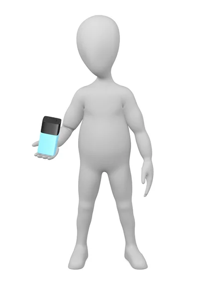 3D визуализация персонажа мультфильма с маленькой фляжкой — стоковое фото