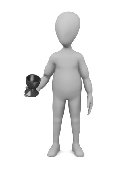 3D візуалізація персонажа мультфільму з яєчною чашкою — стокове фото