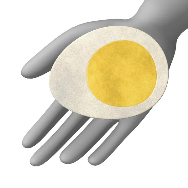 3d renderização de personagem de desenho animado com pedaço de ovo — Fotografia de Stock