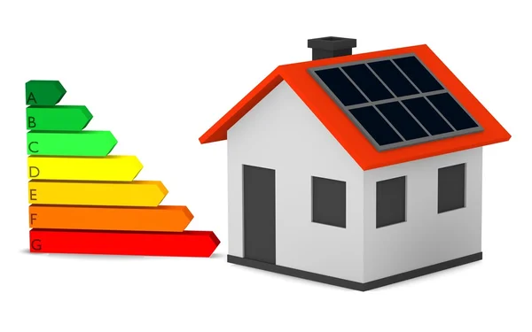Renderização 3d de eficiência energética com casa — Fotografia de Stock
