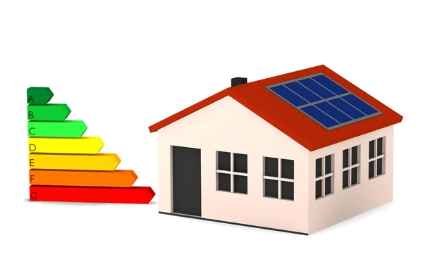 Rendering 3d dell'efficienza energetica con casa — Foto Stock