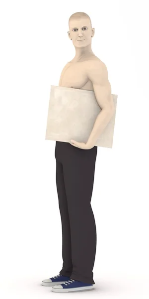 3d render of artificial character with envelope — Stock Photo, Image