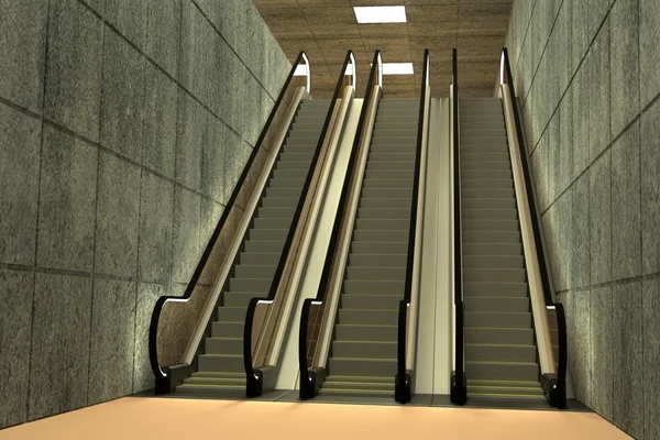 3d 呈现器的自动扶梯楼梯 — 图库照片