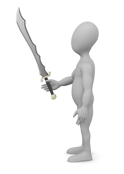 3d renderizado de personaje de dibujos animados con espada exótica — Foto de Stock
