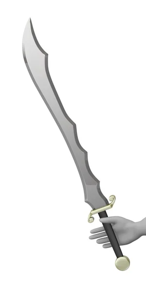 エキゾチックな剣での漫画のキャラクターの 3 d レンダリング — ストック写真