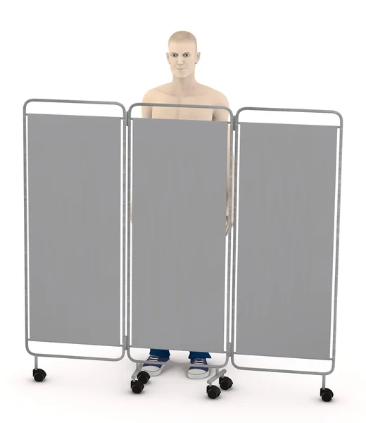 3d render of artifical character with folding screen — Stock Photo, Image