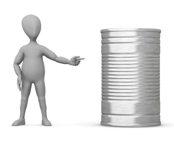 3D-Darstellung einer Cartoon-Figur mit Lebensmitteldose — Stockfoto