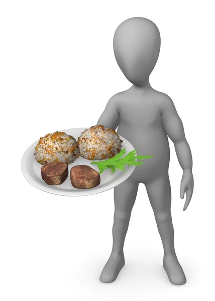 食品と漫画のキャラクターの3Dレンダリング — ストック写真