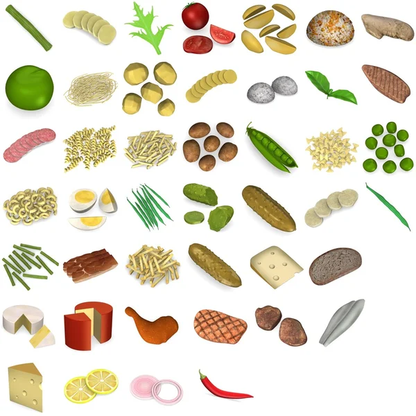 3d renderizado de gran colección de alimentos —  Fotos de Stock
