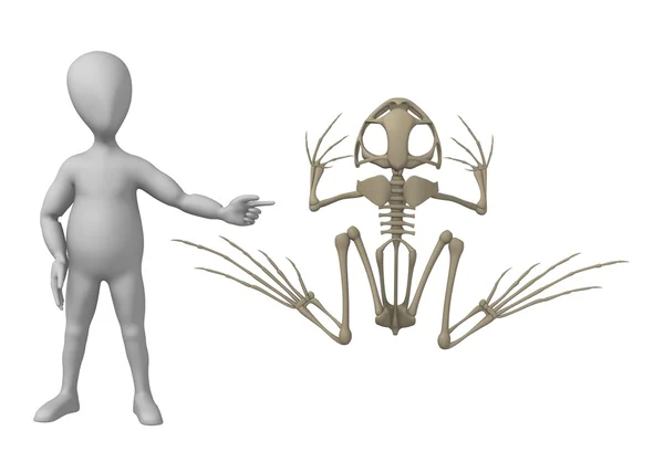 3D render kurbağa iskelet ile çizgi film karakteri — Stok fotoğraf