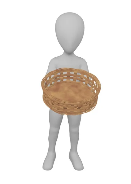 3d renderização de personagem de desenho animado com cesta de frutas — Fotografia de Stock