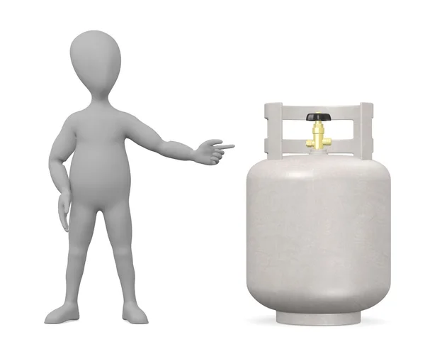 3d renderizado de personaje de dibujos animados con contenedor de gas — Foto de Stock