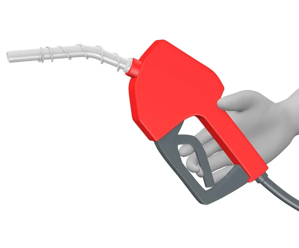 Benzin pompası ile çizgi film karakteri 3D render — Stok fotoğraf