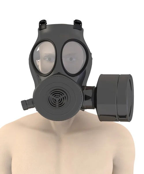 3d renderizado de carácter artificial con máscara de gas — Foto de Stock