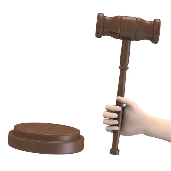 3D render van hand met hamer — Stockfoto