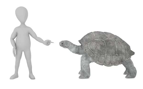 3D render van stripfiguur met schildpad — Stockfoto