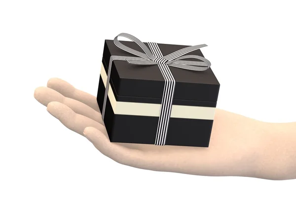 3d render of hand with gift — Stock Photo, Image