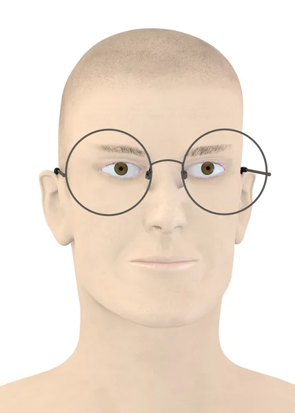 3D καθιστούν τεχνητό χαρακτήρα με γυαλιά — Φωτογραφία Αρχείου