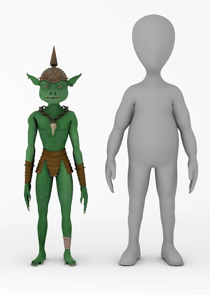 Rendering 3d del personaggio dei cartoni animati con goblin — Foto Stock