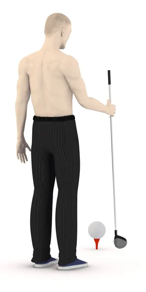 3D render ของตัวละครเทียมเล่นกอล์ฟ — ภาพถ่ายสต็อก