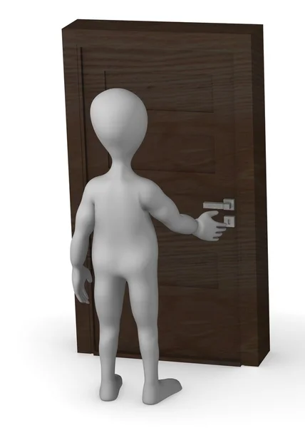 3D vykreslení kreslená postava otevírací dveře — Stock fotografie