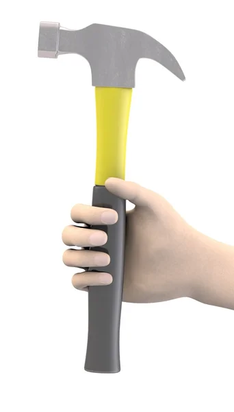 3d renderização de mão com martelo — Fotografia de Stock