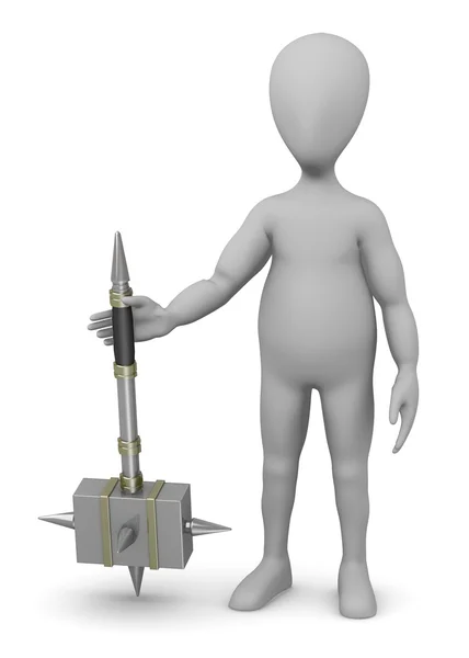 Rendering 3D del personaggio dei cartoni animati con martello da guerra — Foto Stock