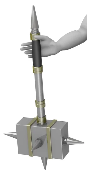 3d render of cartoon character with war hammer — Stock Photo, Image